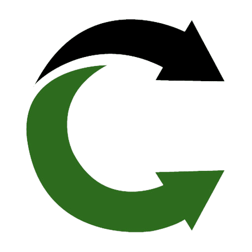 A green and black arrow on a green background