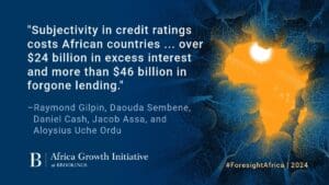 African map with quote on credit ratings.