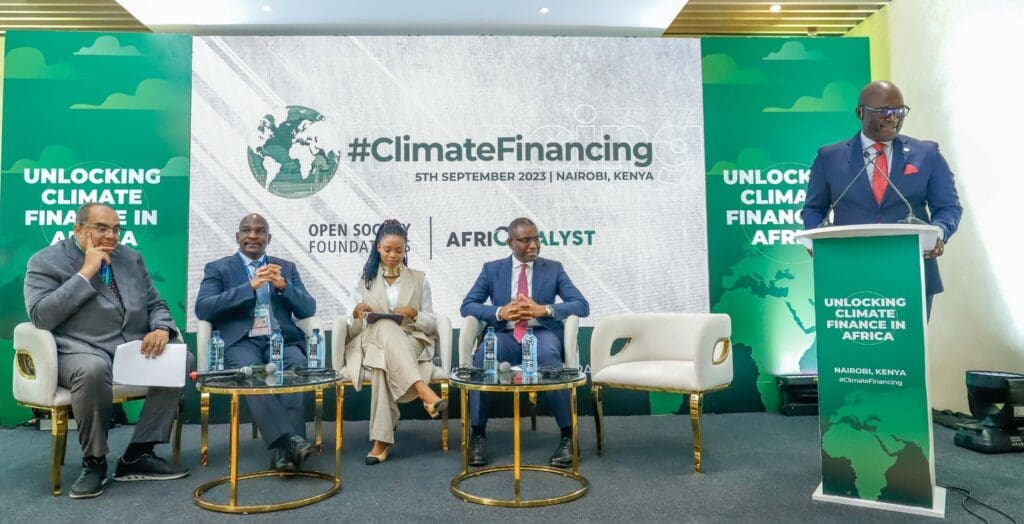 Panelists participate in a climate financing event in nairobi, kenya, on september 5th, 2021.