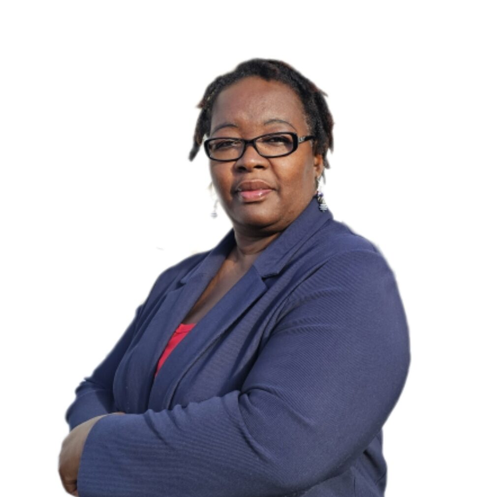 Portrait of a woman in a blue blazer.