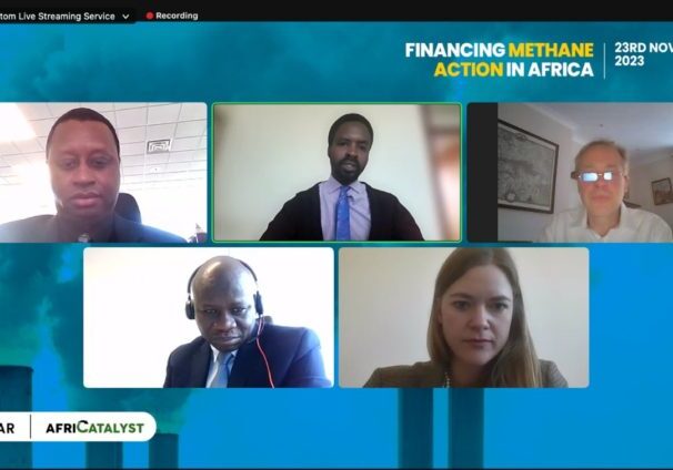 A webinar with five participants discussing the financing of methane action in africa, dated 23rd november 2023.